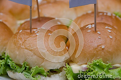 Hamburger on the table For seminars Stock Photo