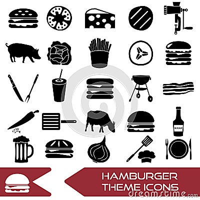 Hamburger theme modern simple icons set eps10 Vector Illustration