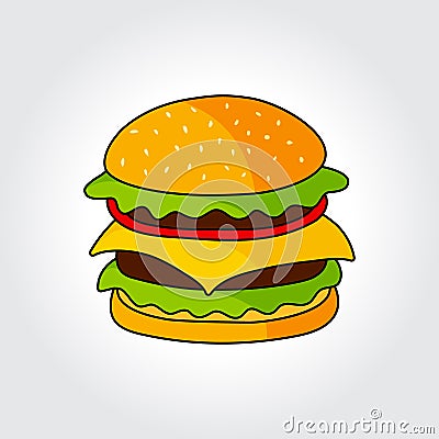 Hamburger vector icon. Vector Illustration