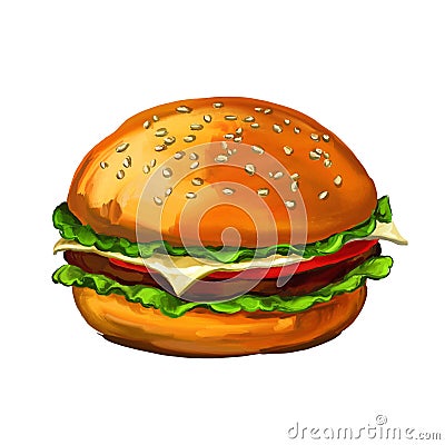 Hamburger vector illustration painted Vector Illustration