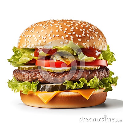 Hamburger White Background Stock Photo