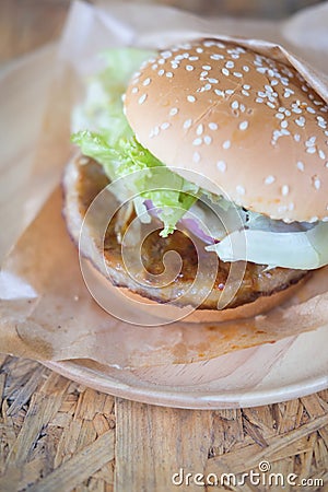 Hamburgers with fresh vegetables Stock Photo