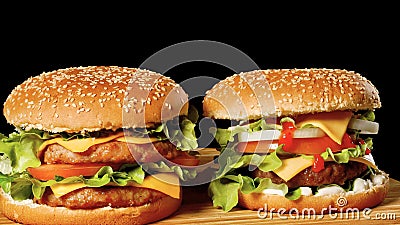 Hamburgers with lots of ingredients Stock Photo