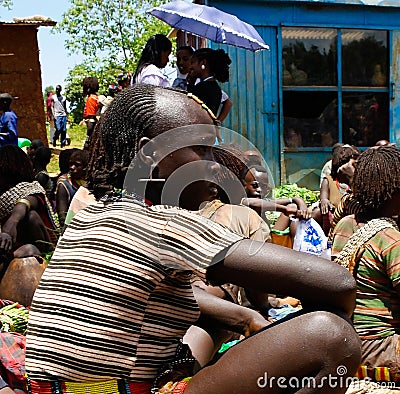 Hamer tribe girls Omo valley, Ethiopia Editorial Stock Photo