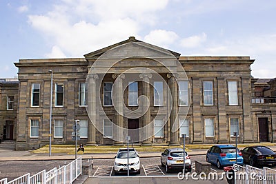 Hamilton Sheriff Court Building, a historical building built in the time of Queen Victoria and is one the busiest Courts in Scotla Editorial Stock Photo