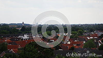 Hamm bright cityscape with factory and houses Stock Photo