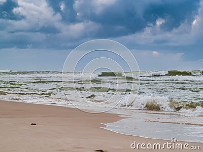 Hammamet-Tunisia- beach with sea waves in the fall Stock Photo