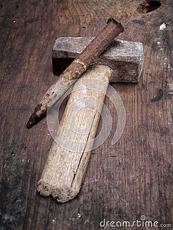 Hammer and chisel Stock Photo