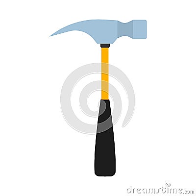 Hammer claw industry flat steel sign worker. Power workshop fix tool vector icon. Diy toolbelt carpenter repair Vector Illustration