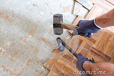 Hammer and a crowbar joining forces Stock Photo