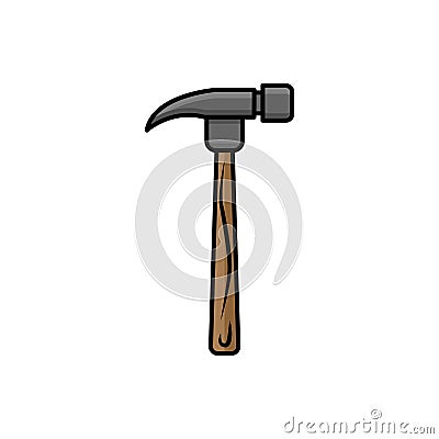 Hammer flat illustration. tooling icon for design and web. Vector Illustration