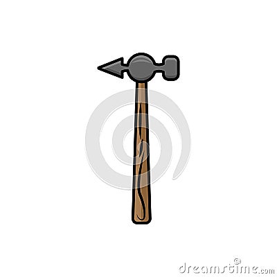 Hammer flat illustration. tooling icon for design and web. Vector Illustration