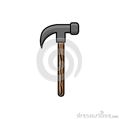 Hammer flat illustration. tooling icon for design and web. Vector Illustration