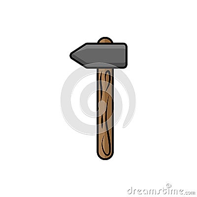 Hammer flat illustration. tooling icon for design and web. Vector Illustration