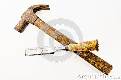 Hammer and gouge Stock Photo