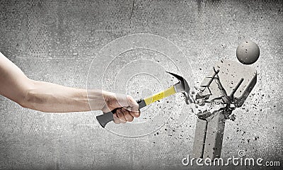 Hammer in hand Stock Photo