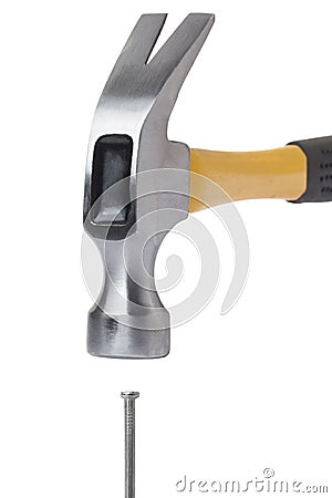 hammer hitting nail Stock Photo