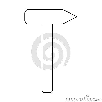 Hammer icon, handyman tool for home repair, doodle style flat vector outline for coloring book Vector Illustration