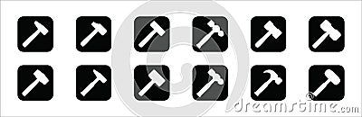 Hammer icon set. Hammers vector icons set. Simple flat design. Symbol or sign for web button, smith, blacksmith, metalwork, repair Stock Photo