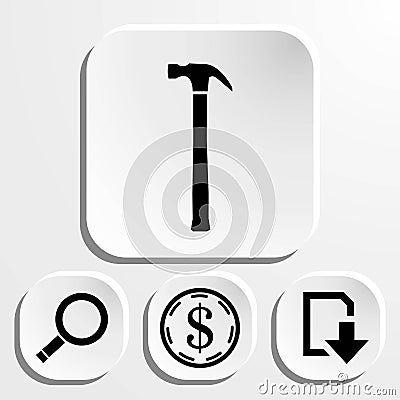 Hammer icon stock vector illustration flat design Vector Illustration