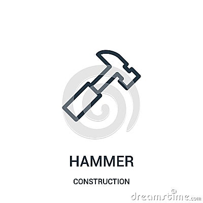 hammer icon vector from construction collection. Thin line hammer outline icon vector illustration Vector Illustration