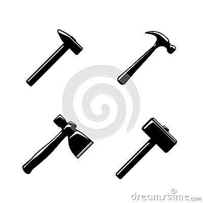 Hammer icons set Vector Illustration