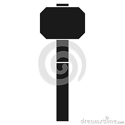 Hammer industry tool equipment vector icon solid black illustration. Isolated white repair construction steel hardware Vector Illustration