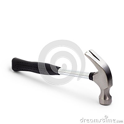 Hammer iron hammering isolated white background Stock Photo