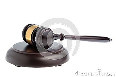 Hammer of judge isolated on white Stock Photo