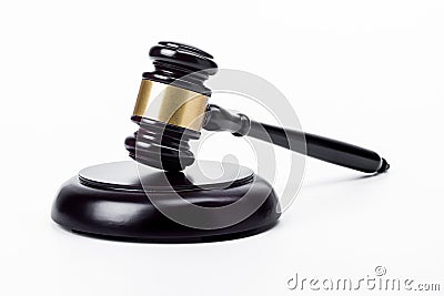 The Hammer Judge on white background. Stock Photo