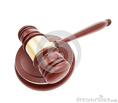 Hammer of judge on white background. 3d rendering Stock Photo