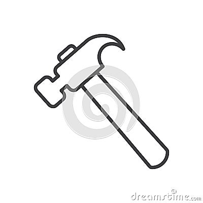 Hammer line icon, outline vector sign, linear style pictogram isolated on white. Vector Illustration