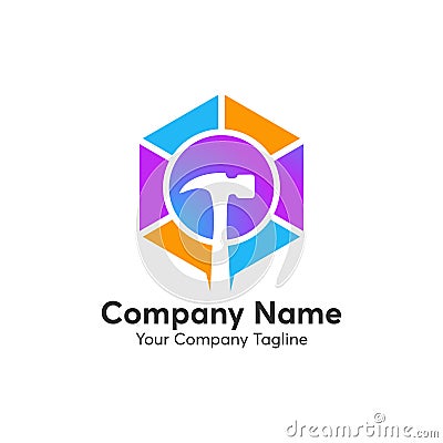 Hammer logo full color Vector Illustration