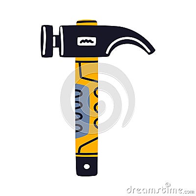 Hammer with Metal Head and Handle as Construction Tool Vector Illustration Vector Illustration