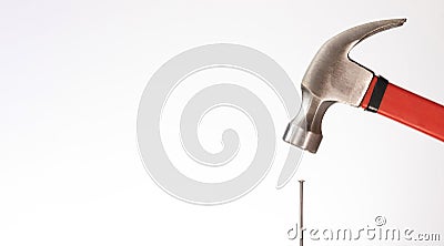 Hammer & Nail on white background Stock Photo