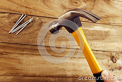 Hammer and nails Stock Photo