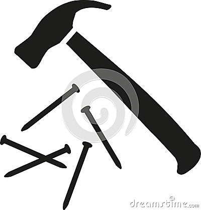 Hammer with nails Vector Illustration
