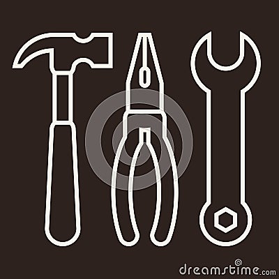 Hammer, pliers and wrench Vector Illustration