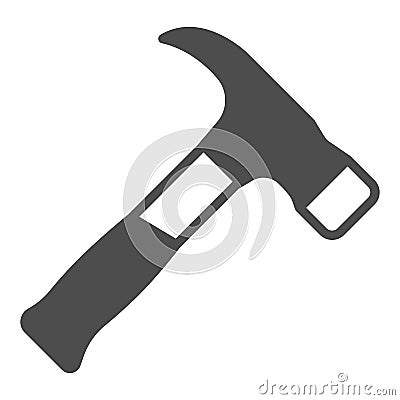 Hammer solid icon, construction tools concept, mallet vector sign on white background, glyph style icon for mobile Vector Illustration