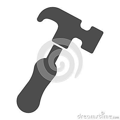 Hammer solid icon, labour day concept, carpentry equipment sign on white background, claw hammer icon in glyph style for Vector Illustration