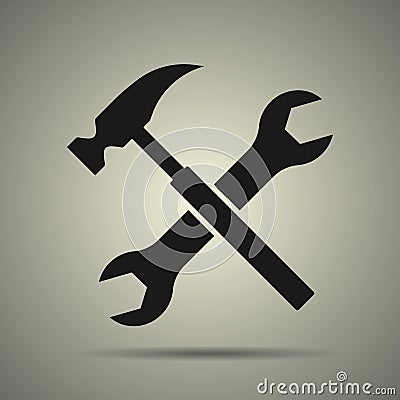 Hammer and spanner, tools icon Vector Illustration