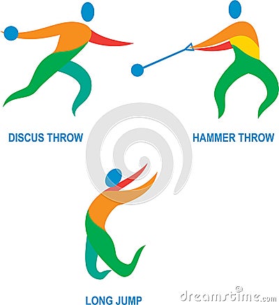 Hammer Throw Discus Throw Long Jump Icon Vector Illustration