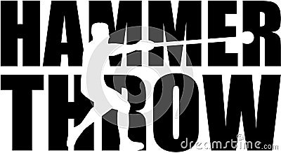 Hammer throw word with thrower cutout Vector Illustration