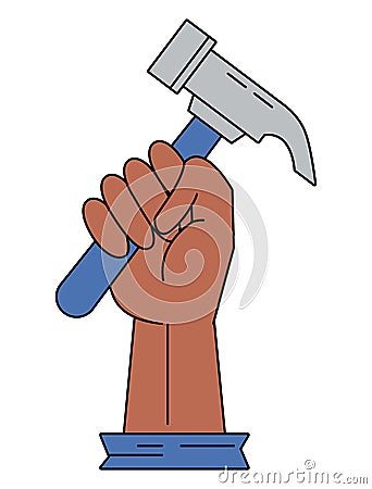 hammer tool in hand Vector Illustration