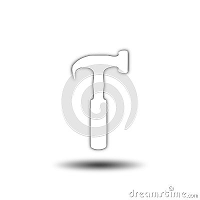 Hammer white icon, sign, illustration Cartoon Illustration