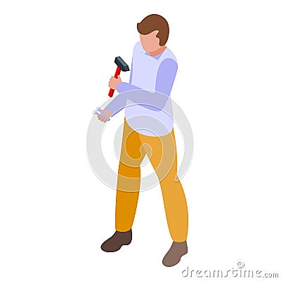 Hammer work icon isometric . Service work Stock Photo