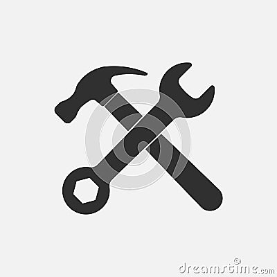 Hammer and wrench icon. Vector Illustration