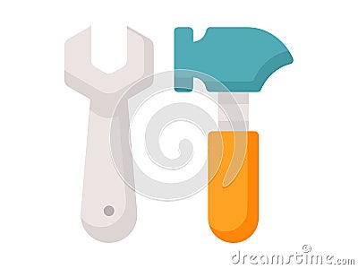 Hammer wrench single isolated icon with flat style Vector Illustration