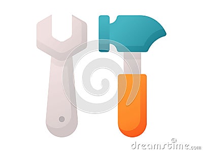 Hammer wrench single isolated icon with smooth style Vector Illustration