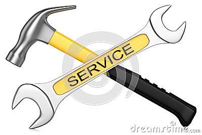 Hammer and wrench Stock Photo